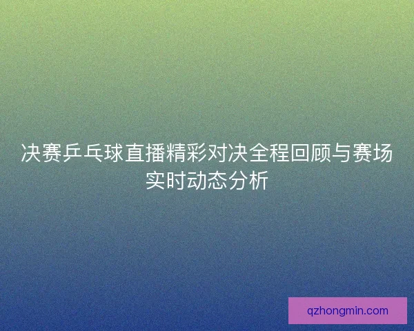 决赛乒乓球直播精彩对决全程回顾与赛场实时动态分析